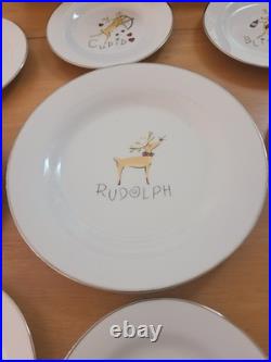 Pottery Barn Santa Reindeer plates luncheon/ dessert SET OF 9 JAPAN
