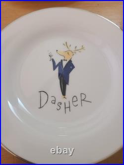 Pottery Barn Santa Reindeer plates luncheon/ dessert SET OF 9 JAPAN Pottery Barn Santa Reindeer plates luncheon/ dessert SET OF 9 JAPAN