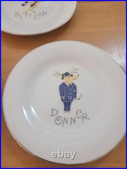 Pottery Barn Santa Reindeer plates luncheon/ dessert SET OF 9 JAPAN Pottery Barn Santa Reindeer plates luncheon/ dessert SET OF 9 JAPAN