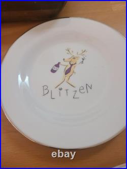 Pottery Barn Santa Reindeer plates luncheon/ dessert SET OF 9 JAPAN Pottery Barn Santa Reindeer plates luncheon/ dessert SET OF 9 JAPAN