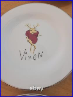Pottery Barn Santa Reindeer plates luncheon/ dessert SET OF 9 JAPAN Pottery Barn Santa Reindeer plates luncheon/ dessert SET OF 9 JAPAN