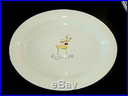 Pottery Barn Santa’s Reindeer Dishes, Platter & Napkins-Service for 8 RETIRED