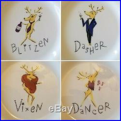 Pottery Barn Santa's Reindeer Dishes, Platter & Napkins-Service for 8 RETIRED