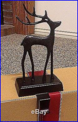 Pottery Barn Santa's Sleigh AND reindeer stocking Holder hanger deer 5 piece set