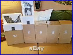 Pottery Barn Santas Sleigh and Reindeer Stocking Holders (set of 5) New In Box