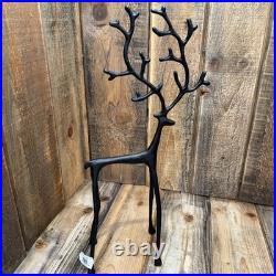 Pottery Barn Sculpted Bronze Reindeer Set Medium 18 & Small 8 Rustic Christmas