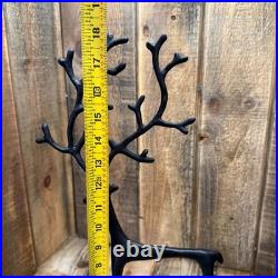 Pottery Barn Sculpted Bronze Reindeer Set Medium 18 & Small 8 Rustic Christmas