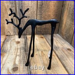Pottery Barn Sculpted Bronze Reindeer Set Medium 18 & Small 8 Rustic Christmas