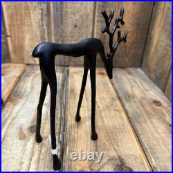 Pottery Barn Sculpted Bronze Reindeer Set Medium 18 & Small 8 Rustic Christmas