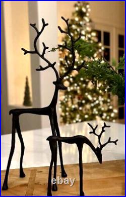 Pottery Barn Sculpted Reindeer Bronze SMALL & MEDIUM Christmas Winter Rustic