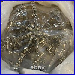 Pottery Barn Silver Jeweled Snowflake Christmas Holiday Tree Topper #5372