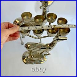 Pottery Barn Silver Plate Reindeer Candelabra Candle Holder Centerpiece Pair
