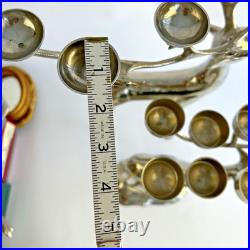 Pottery Barn Silver Plate Reindeer Candelabra Candle Holder Centerpiece Pair