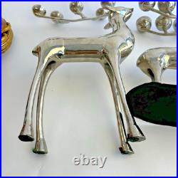 Pottery Barn Silver Plate Reindeer Candelabra Candle Holder Centerpiece Pair