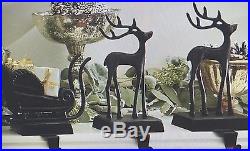 Pottery Barn Sleigh Reindeer Stocking Holder Christmas NEW sold out set of 4
