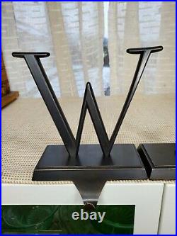 Pottery Barn Spell out WISH Mantel Stocking Holder Bronze Finish Set Of 4