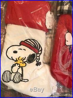 Pottery Barn Teen Peanuts Snoopy Hug Kiss Joe Cool Peace Sign Stockings Set 3