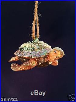 Pottery Barn Turtle Blown Glass Ornament Sea Life Ocean Coastal Beach NIB