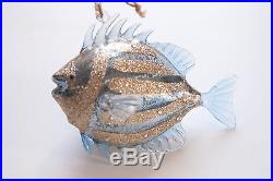 Pottery Barn butterfly fish glass Christmas ornament