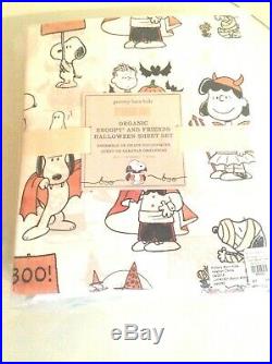 Pottery Barn kids Peanuts Snoopy HALLOWEEN ORGANIC TWIN Sheet set Holiday teen