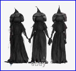 Pottery Lit Halloween Witches Outdoor Stakes, 52H Set of 3
