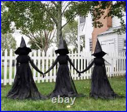 Pottery Lit Halloween Witches Outdoor Stakes, 52H Set of 3