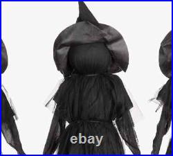 Pottery Lit Halloween Witches Outdoor Stakes, 52H Set of 3