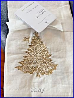 Pottery barn Holiday gold Party Napkin Christmas Tree bird wedding Toile SET 4 i