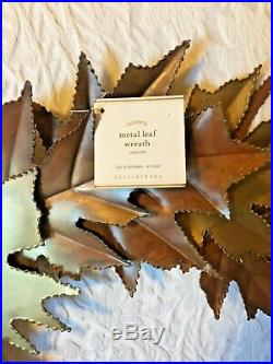 Pottery barn Metal Maple Leaf Wreath Copper Amber 22 new handmade iron