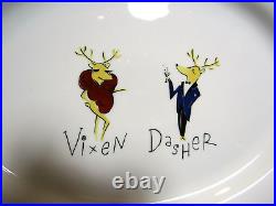 Pottery barn Rudolph Reindeer Vixen & Dasher 17 Inch oval serving platter plate