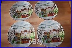 Pottery barn winter village set of 8 dinner plates New SOLD OUT