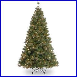 PreLit Christmas Tree Spruce Clear White Lights Holiday Decor Decorations Wreath