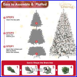 Pre-Lit 4.5FT Flocked Christmas Tree 250 LED Warm White Lights & Pine Cones