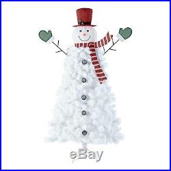 Pre-Lit 6.5' Artificial Christmas Tree Snowman With 140 White LED Lights & Stand