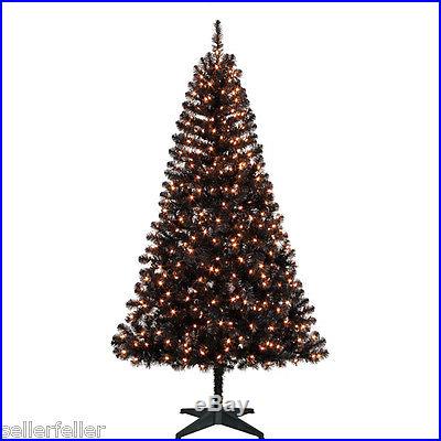 Pre-Lit 6.5′ Madison Pine Artificial Christmas Tree, Black, Clear Lights