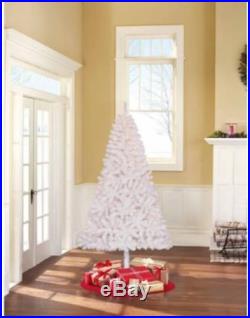 Pre-Lit 6.5' Pine White Artificial Christmas Tree Clear Lights Holiday Decor