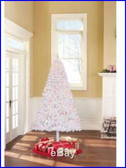 Pre-Lit 6.5' Pine White Artificial Christmas Tree Multi Lights Holiday Decor