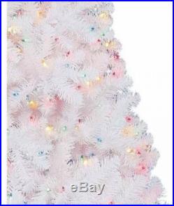 Pre-Lit 6.5' Pine White Artificial Christmas Tree Multi Lights Holiday Decor
