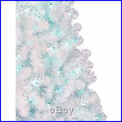 Pre-Lit 6.5' WHITE Artificial Christmas Tree Clear/ Multi/ Blue lights