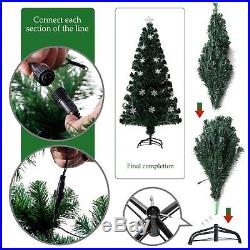 Pre-Lit 6 Ft Fiber Optic Christmas Green Artificial Pine Tree Multi Led lights