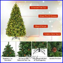 Pre-Lit 7′ Premium Spruce Artificial Christmas Tree Hinged 460 LED Lights Pine