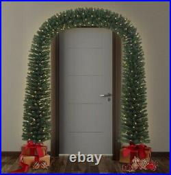 Pre-Lit 8FT Artificial Christmas Arch Tree With Metal Base 420 Warm White LEDs