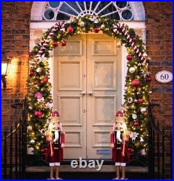 Pre-Lit 8FT Artificial Christmas Arch Tree With Metal Base 420 Warm White LEDs