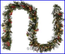 Pre-Lit Artificial Christmas Garland, Green, Wintry Pine, White Lights, Decorate