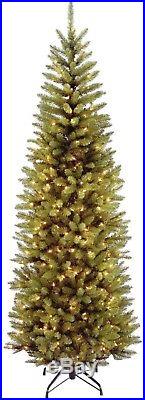 Pre-Lit Artificial Christmas Slim Pencil Tree Corner, 250 Clear Lights, 6.5 ft