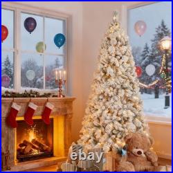 Pre-Lit Artificial Christmas Tree Snow Flocked Design Pine Tree 4/5/6/7/8/9FT
