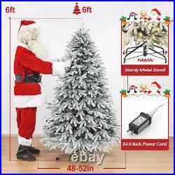 Pre-Lit Artificial Christmas Tree with Flocked Snow 260 LED Holiday Xmas Decor
