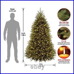 Pre-Lit Artificial Full Christmas Tree Green Dunhill Fir White Lights Include