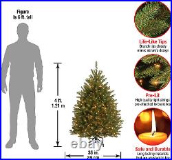 Pre-Lit Artificial Mini Christmas Tree, Green, Dunhill Fir, White Lights, Includ