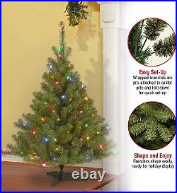 Pre-Lit Artificial Mini Christmas Tree, Green, Kincaid Spruce, Multicolor Lights